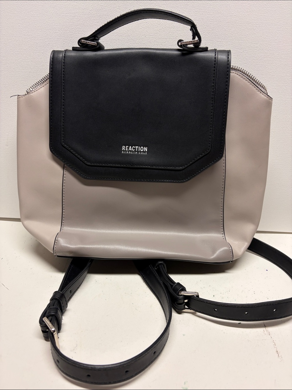 Reaction Kenneth Cole Two-Tone Black and Light Gray Backpack